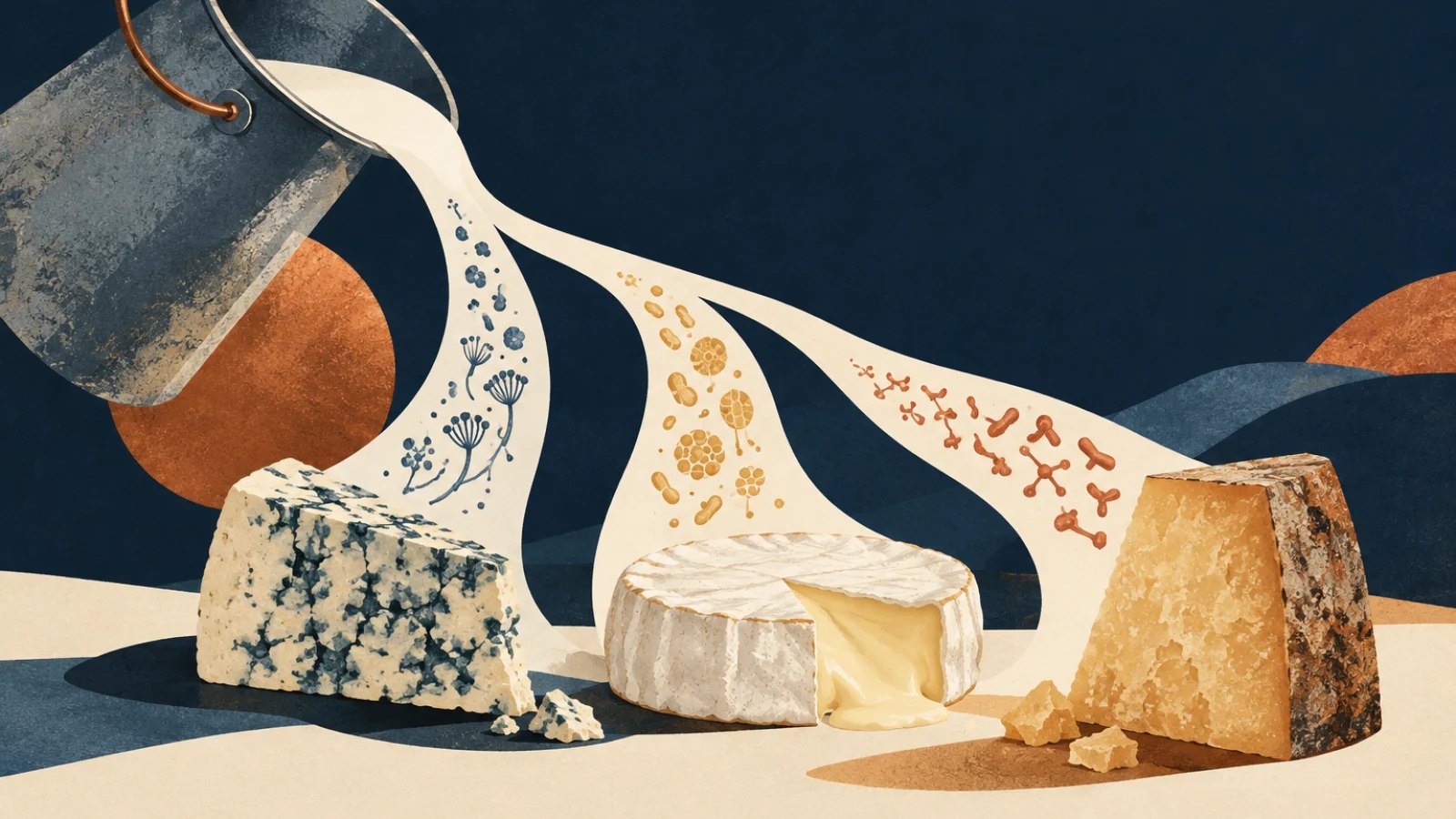 three cheeses from one milk pail, with subtle different microbial patterns