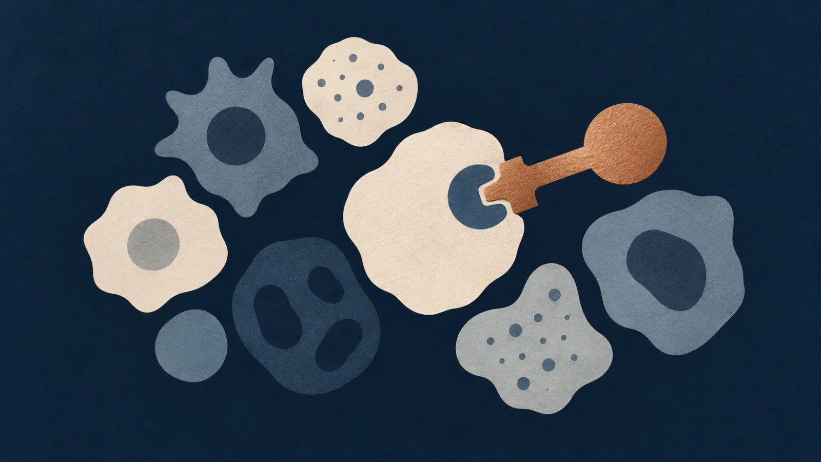 Abstract varied cells with a single copper treatment shape matching one cell marker