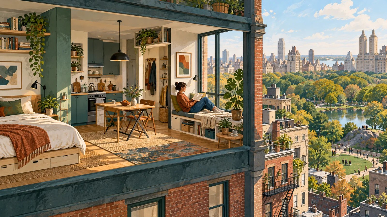 Original editorial illustration for Can Micro-Living Make Cities More Affordable?